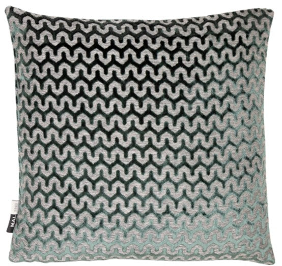 Cut Velvet Wave Pine Green Cushion