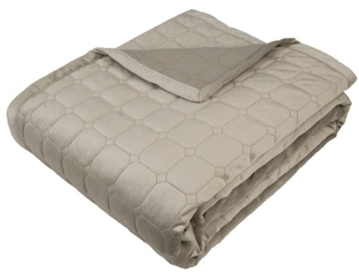 Large Square Velvet Quilt Taupe