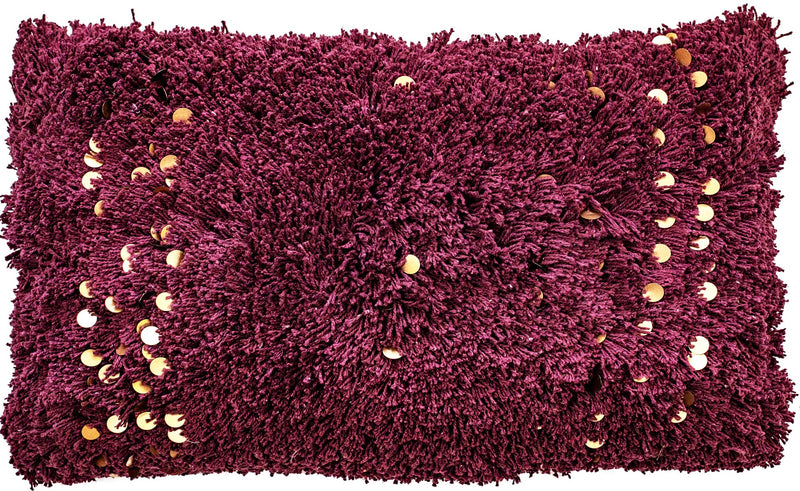 Textured Moroccon Sequin Cushion Aubergine