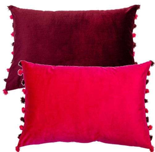 Double Sided Velvet With Fringes Fushia/Aubergine