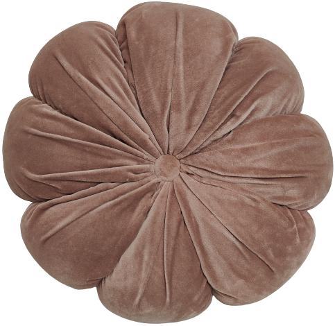 Floral Shaped Cushion In Cotton Velvet Mink