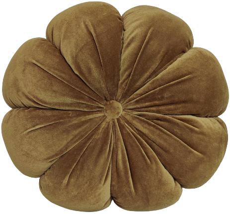 Floral Shaped Cushion In Cotton Velvet Olive