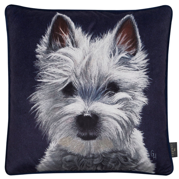 Printed Westie On Velvet Cushion