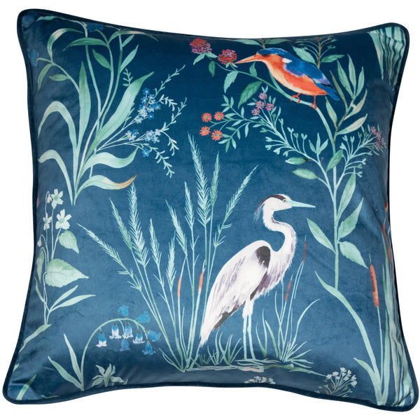 Teal Heron Cushion