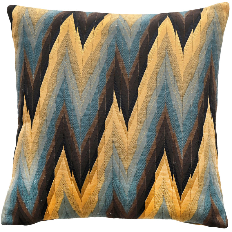 Lightning Design In Mustard And Blues Cushion