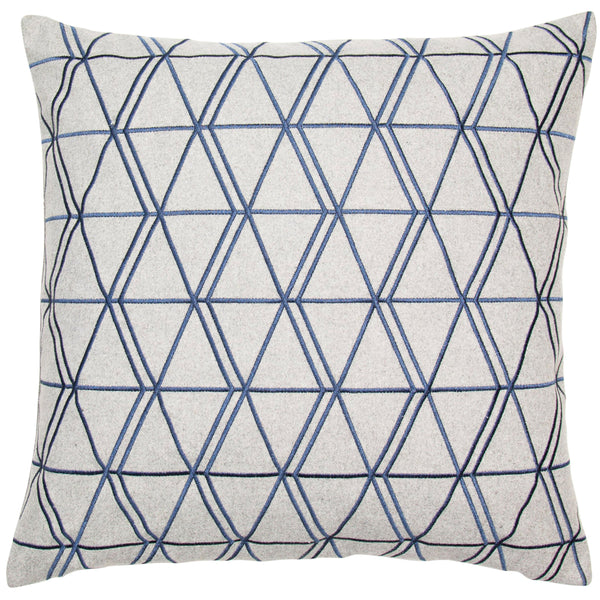 Emb Navy Lines On Grey Felt Cushion