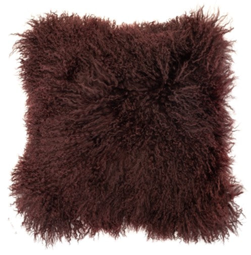 Mongolian Lamb Real Suede Aubergine Cushion