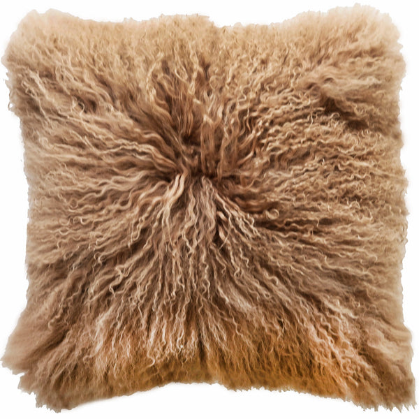 Mongolian Lamb Real Suede Taupe Cushion