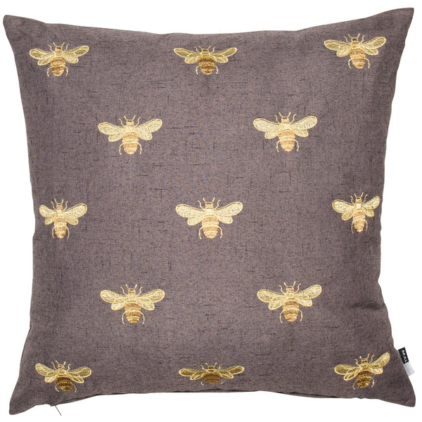 Emb Bees On Faux Linen Cushion