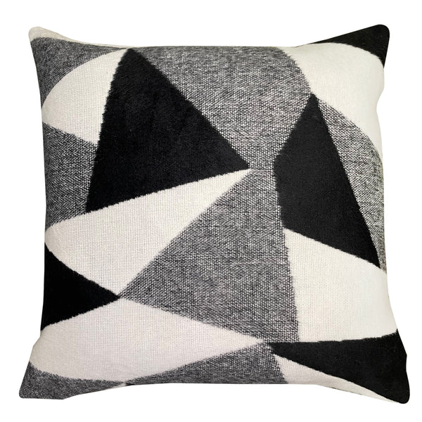 Knitted Mono Chrome Triangle Patt Cushion