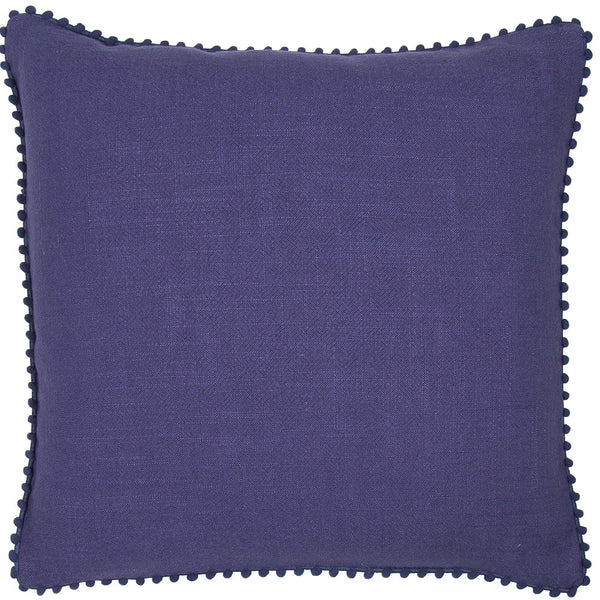 Linen Pom Pom Cushions Navy