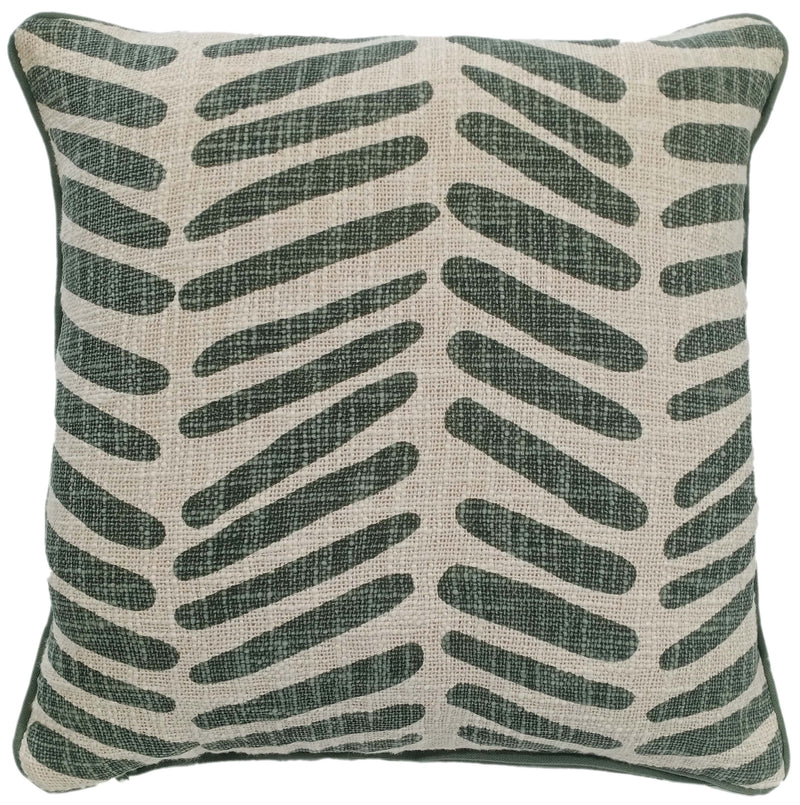 Broken Line Print On Loose Weave Green Cushion