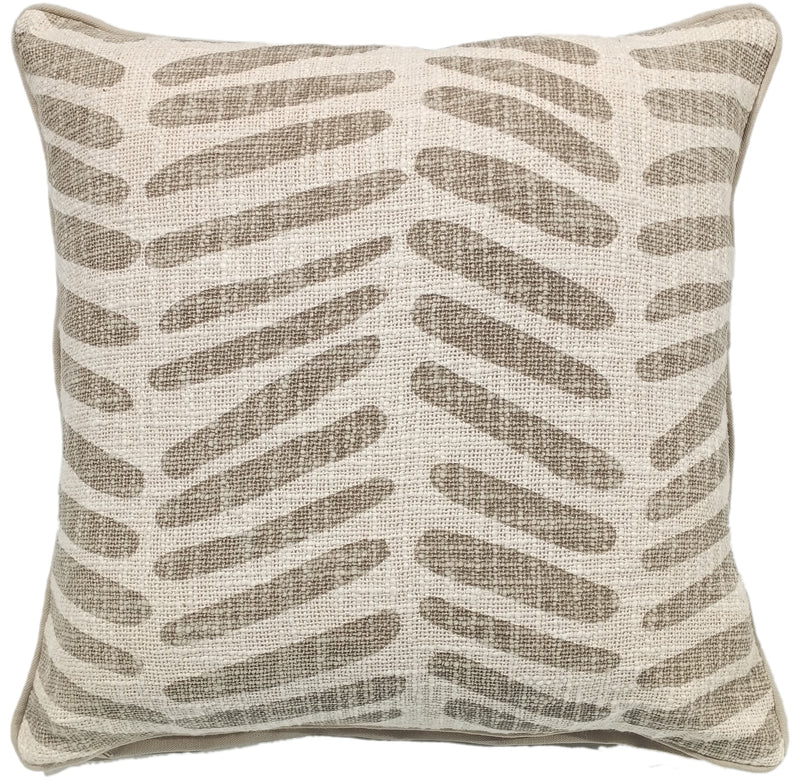 Broken Line Print On Loose Weave Taupe Cushion