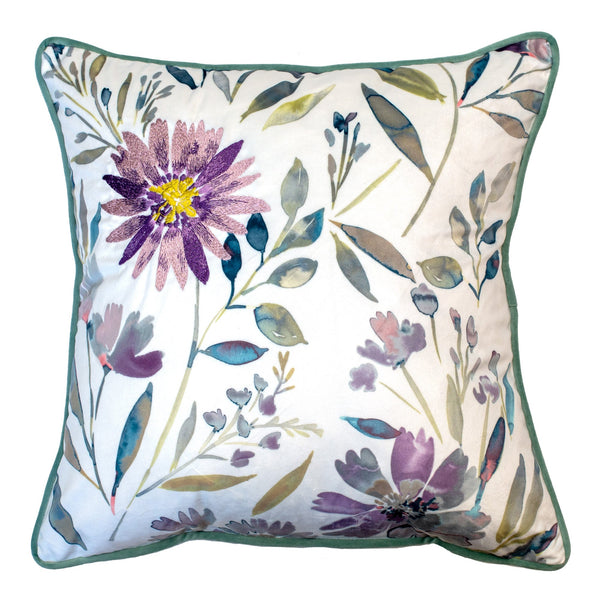 Pretty Floral Emb On Ivory Cushion