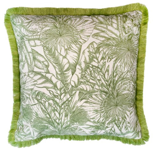 Leaf Emb With Fringe Cushion