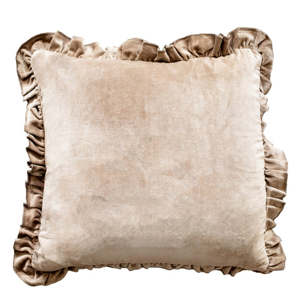 Frill Cotton Velvet Cushion Mink