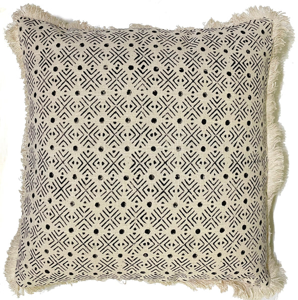 Geo Block Print Mono Cushion