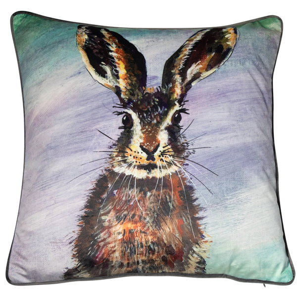 Hare Printed On Velvet Cushion