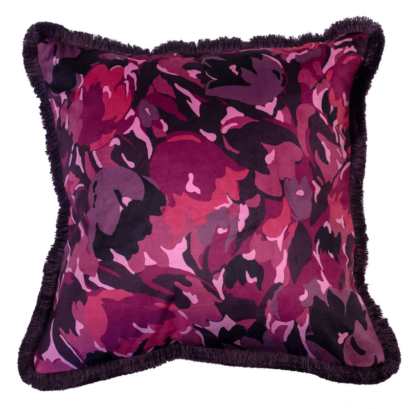 Berry Shades Of Abstract Flowers Cushion