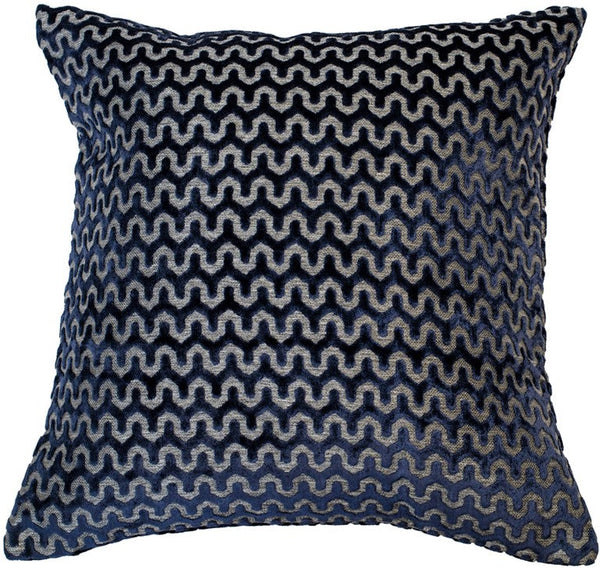 Cut Velvet Wave Navy Cushion