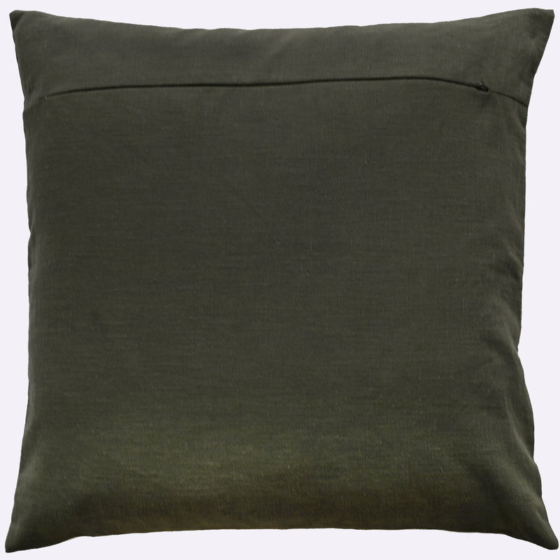 Art Deco Design With Chain Crewel Stitch Olive Cushion