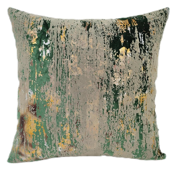 Flock And Foil On Velvet Green Cushion