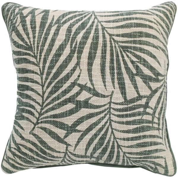 Leaf Print On Loose Weave Green Cushion