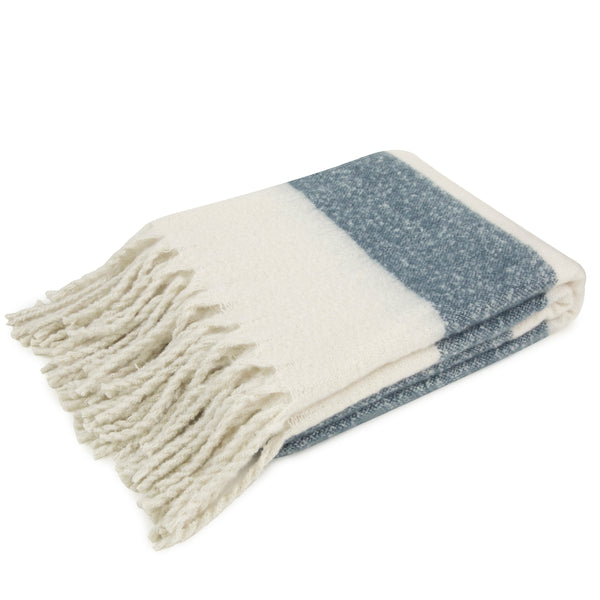 Faux Mohair Stripe Ivory/Blue